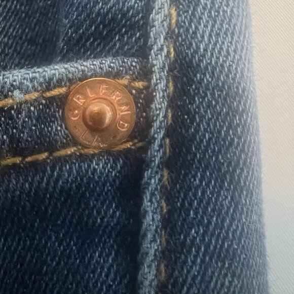 GRLFRND Women’s Jeans Size 32 Reed Blue Denim Cropped High Rise Skinny Straight - Picture 13 of 14